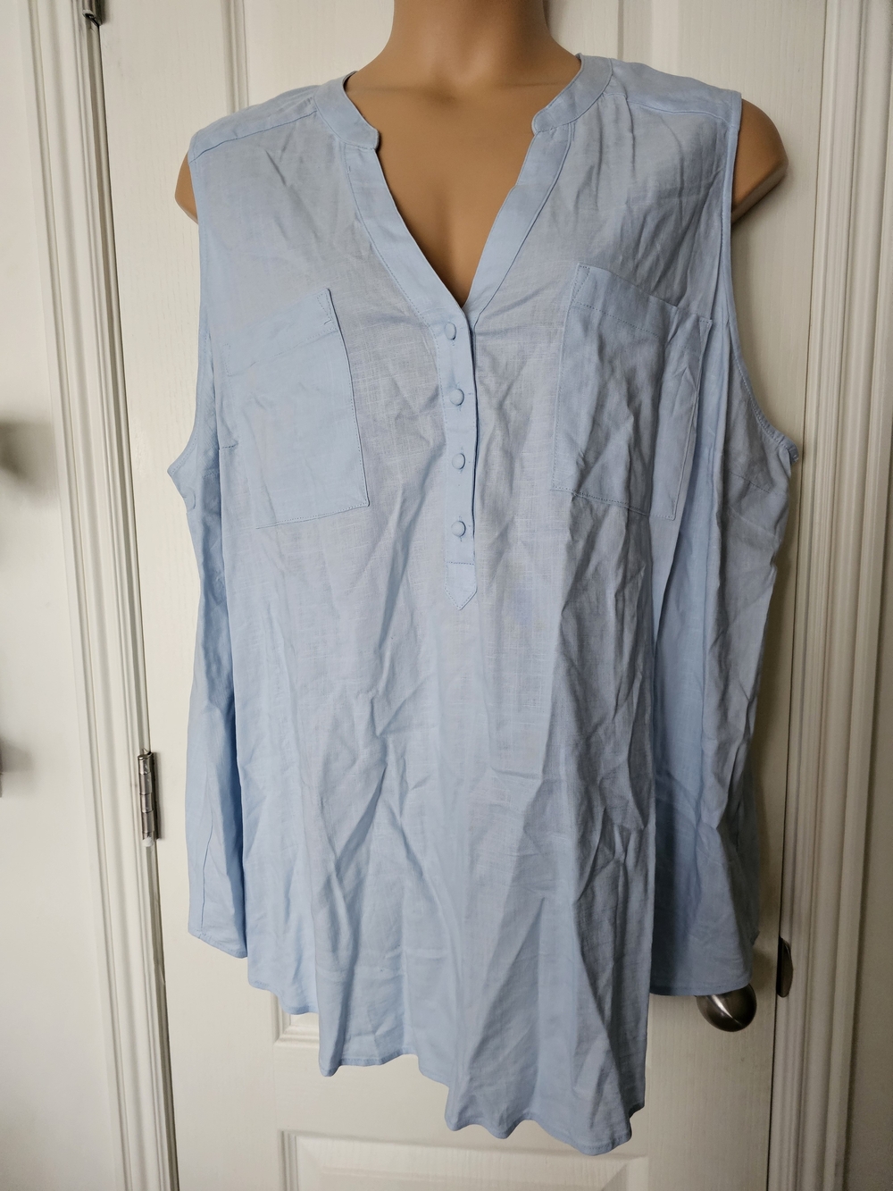 Torrid NWT Sz 3 Light Blue Sleeveless Henley Tunic